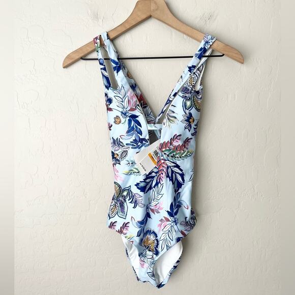 Becca by Rebecca Virtue Standard Print Play Cut Out One Piece Swimsuit NWT small - Picture 3 of 8